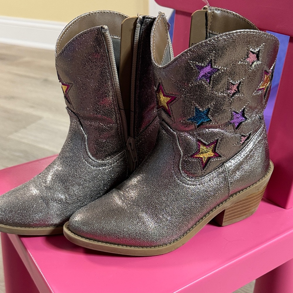 Steve Madden Silver Kids Boots with Colorful Stars